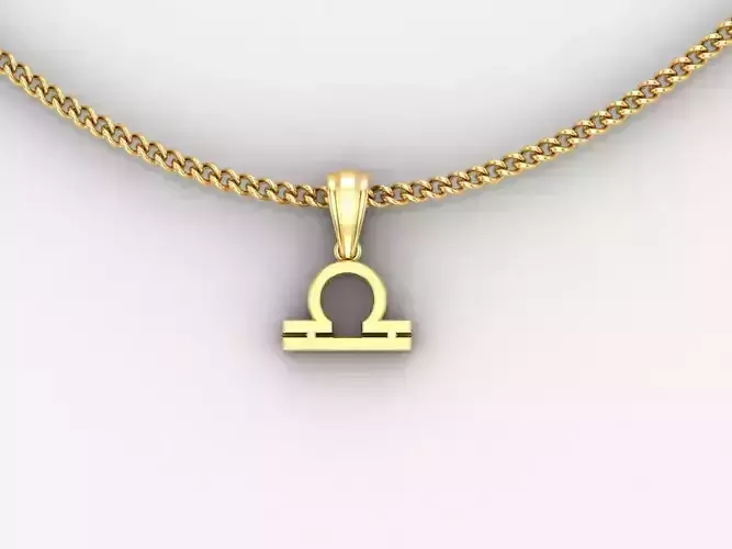 18K Gold Libra Pendant V4
