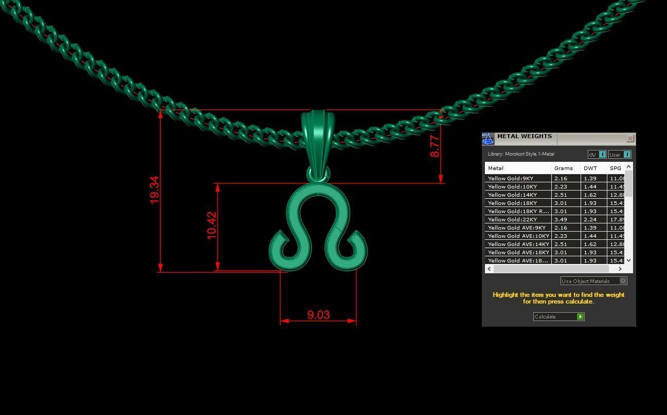 18K Gold Leo Pendant V4 3D print model_1