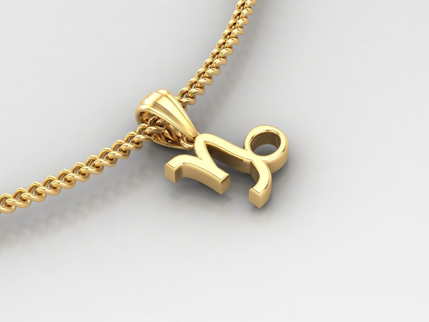 18K Gold Capricom Pendant V4 3D print model_4