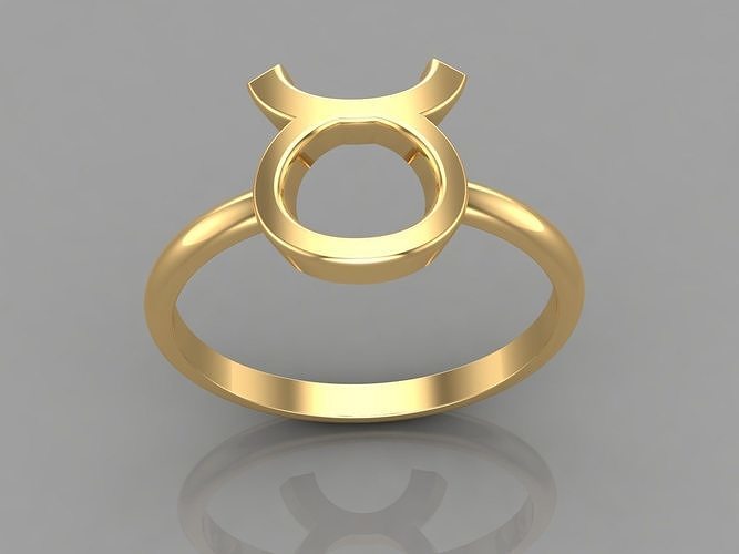 18K Gold Taurus Ring V1 3D print model