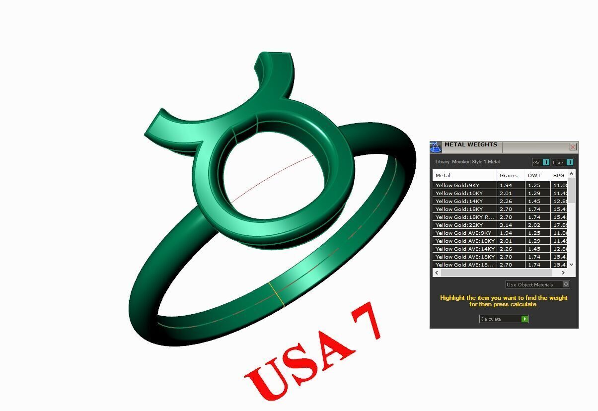 18K Gold Taurus Ring V1 3D print model_1