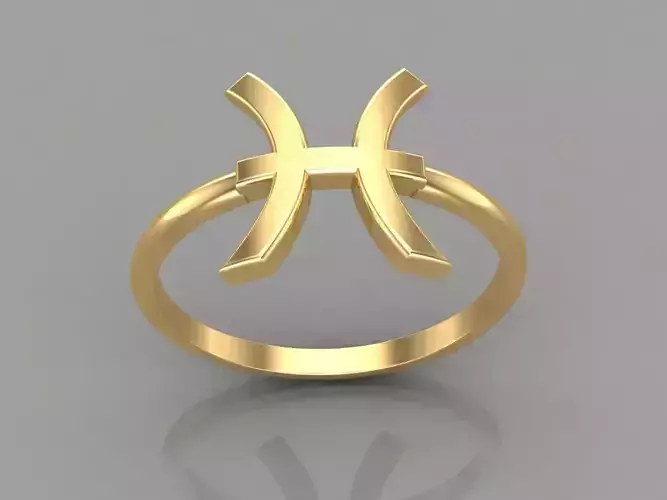 18K Gold Pisces Ring V1