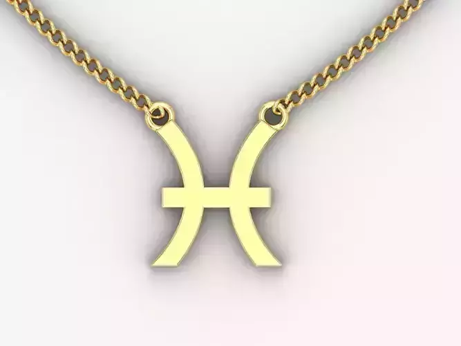 18K Gold Pisces Pendant V1