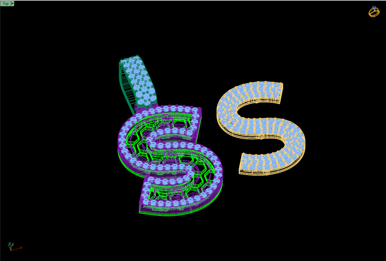 Custom Initial S Letter Diamond Pendant A to Z Alphabet Necklace 3D print model_17