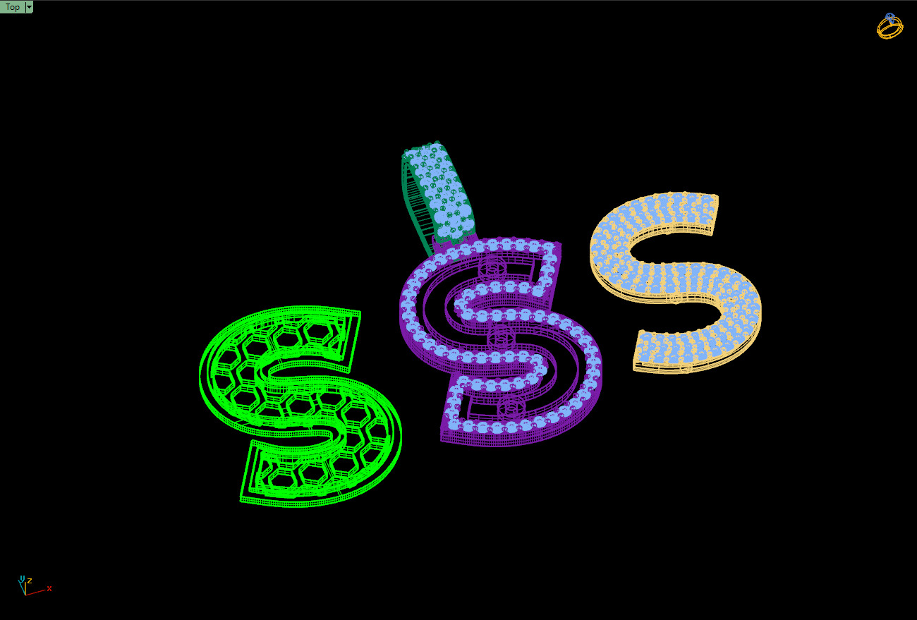 Custom Initial S Letter Diamond Pendant A to Z Alphabet Necklace 3D print model_18