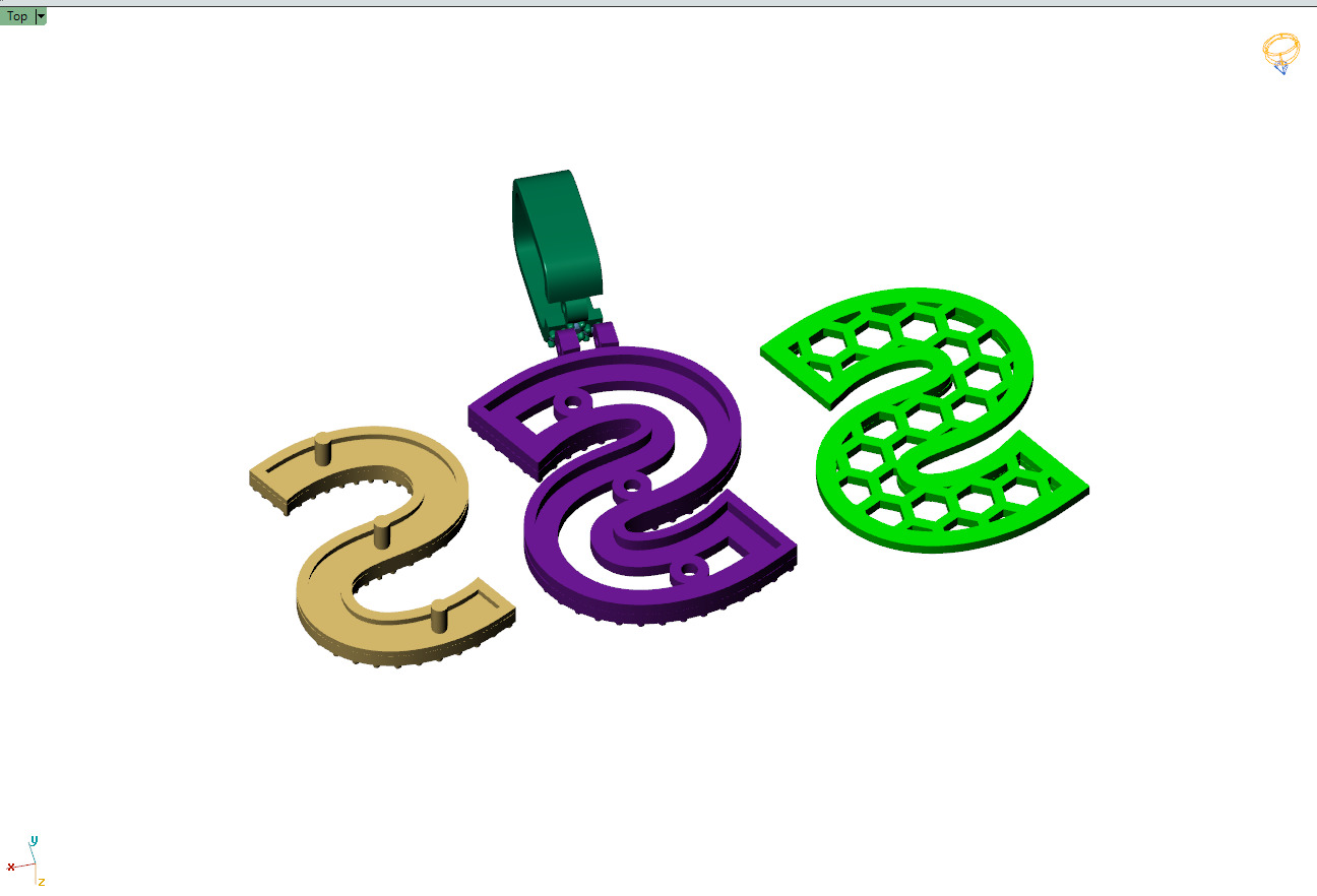 Custom Initial S Letter Diamond Pendant A to Z Alphabet Necklace 3D print model_15