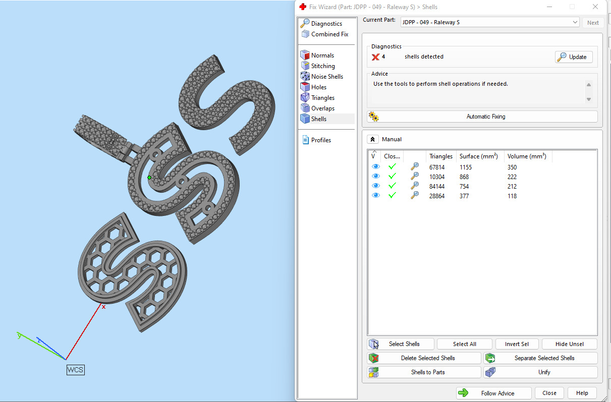 Custom Initial S Letter Diamond Pendant A to Z Alphabet Necklace 3D print model_19