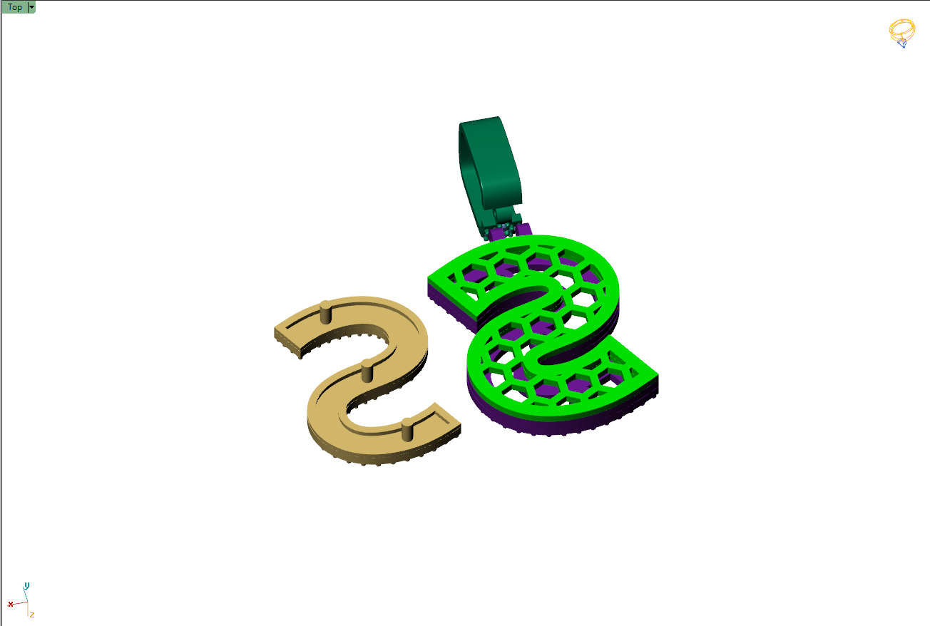 Custom Initial S Letter Diamond Pendant A to Z Alphabet Necklace 3D print model_14