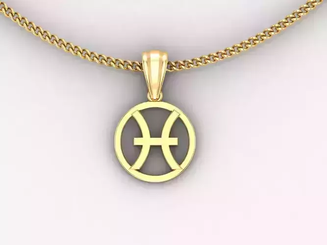 18K Gold Pisces Pendant V2