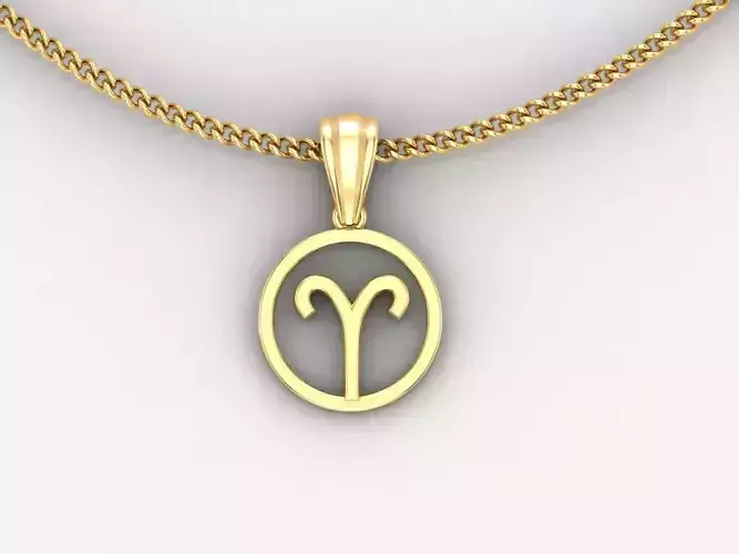 18K Gold Aries Pendant V2
