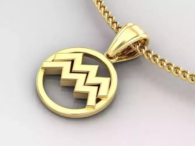 18K Gold Aquarius Pendant V2 3D print model