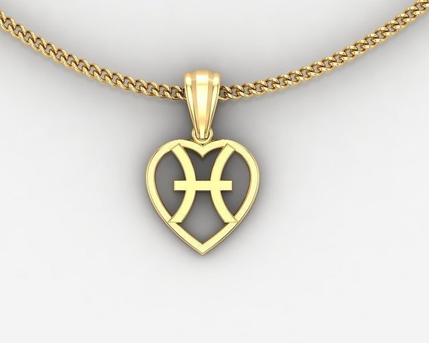 18K Gold Pisces Pendant V3 3D print model