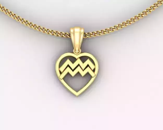 18K Gold Aquarius Pendant V3 3D print model