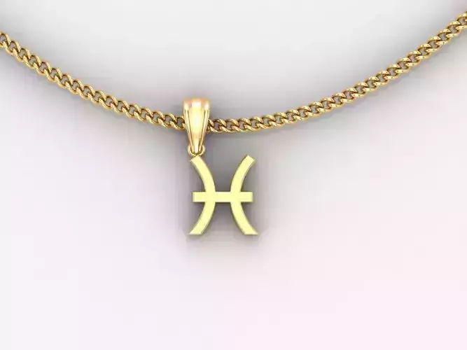 18K Gold Pisces Pendant V4