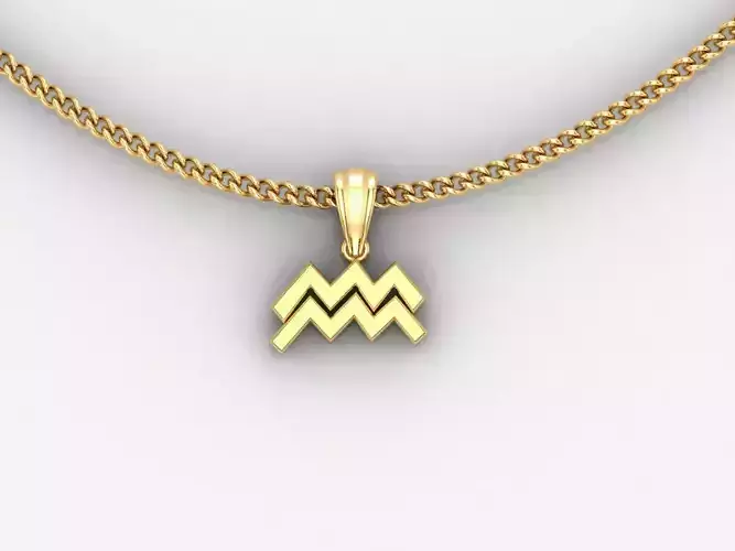 18K Gold Aquarius Pendant V4 3D print model