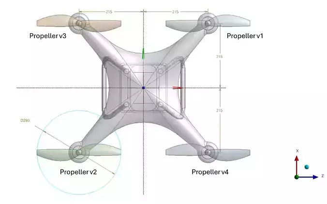 DJI PhanTom 3 solid CAD for CFD 3D model