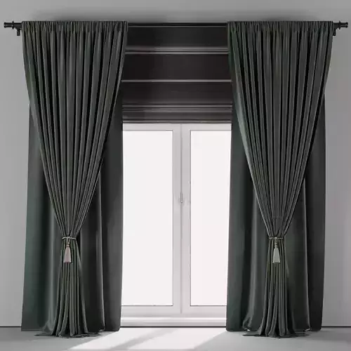 Green Curtains with Roman blinds collections 017 HBH
