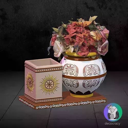 Kalchakra Time Wheel Pen Holder Stand Desk With Flower Vase 3D print model