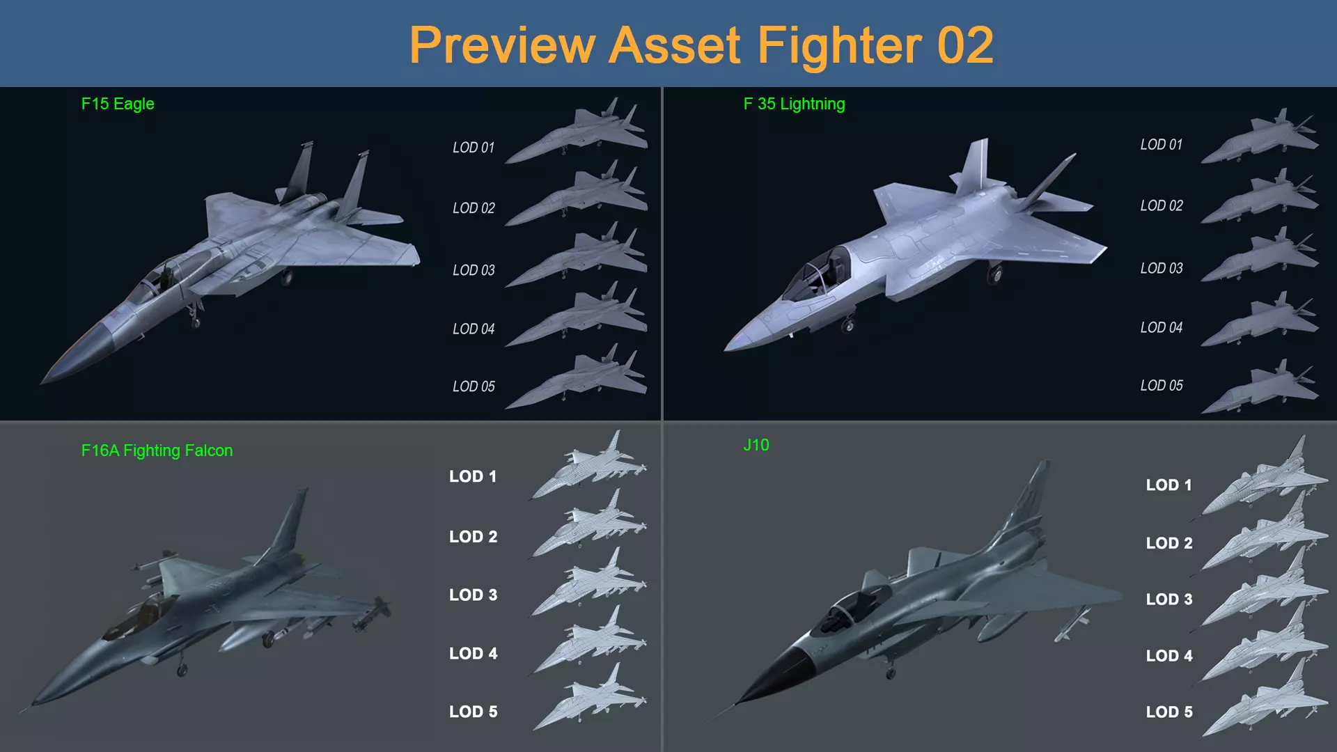 Asset 05 - Military - 04 Model Fighter  3D Model Collection_0