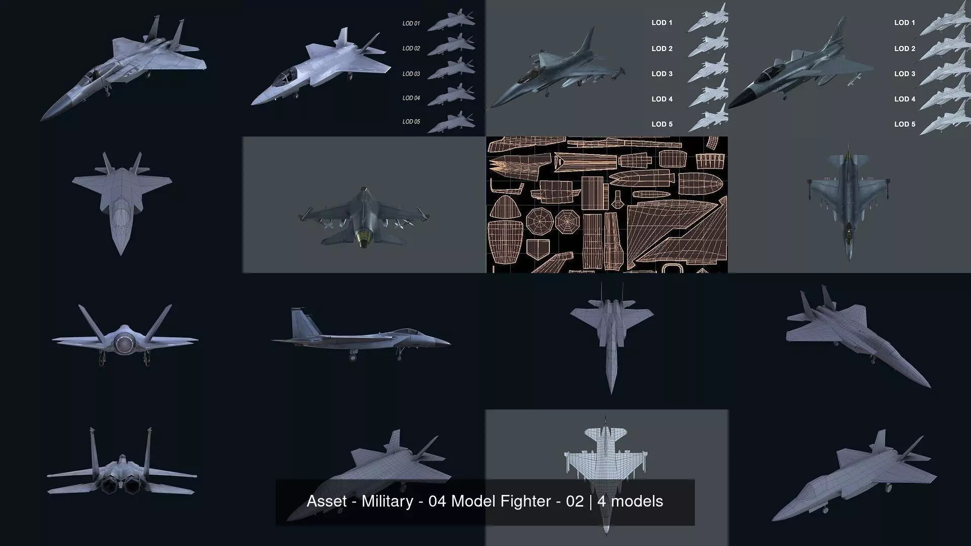 Asset 05 - Military - 04 Model Fighter  3D Model Collection_21