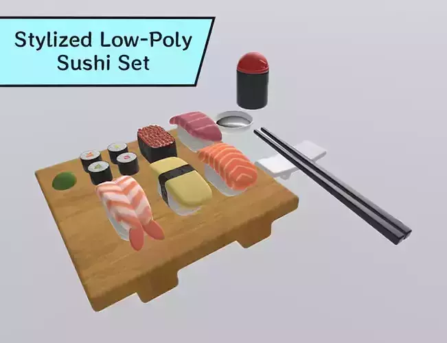 Stylized Low-Poly Sushi Set