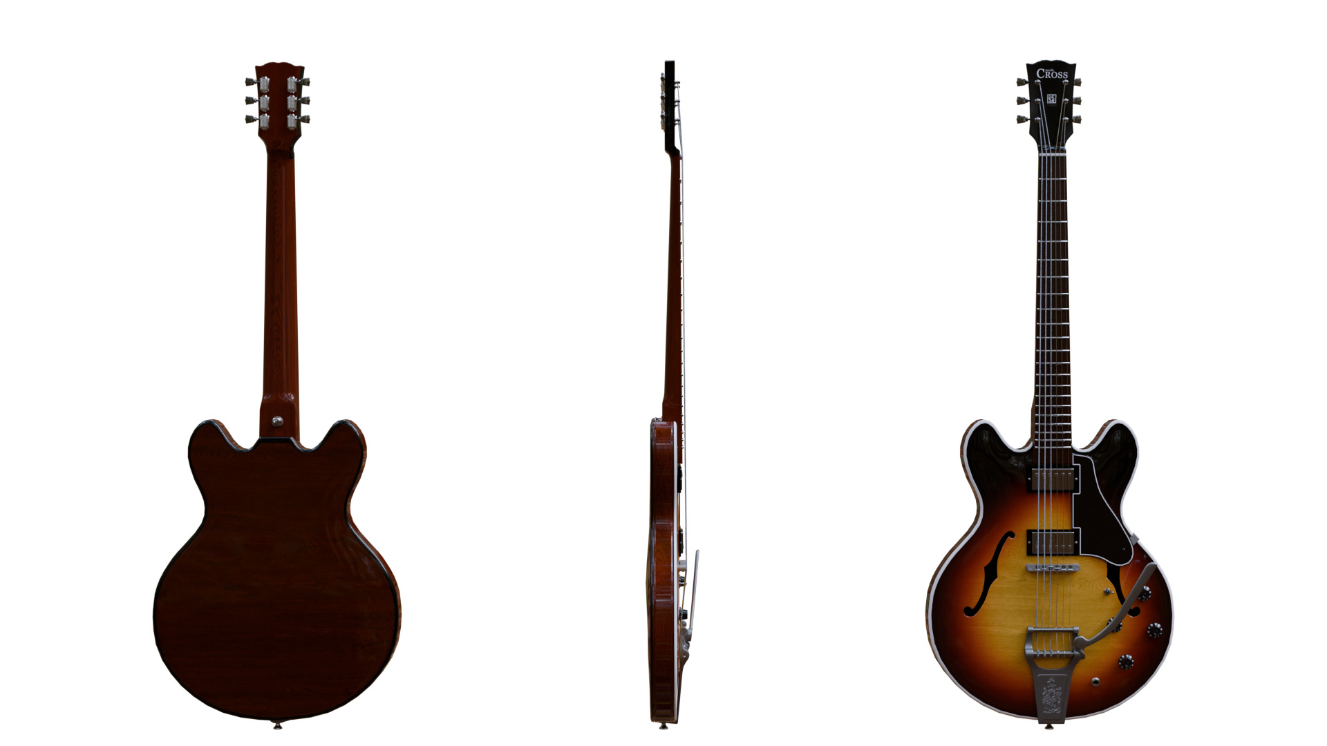 Guitar ES-335 Semi-Acustic Low-poly 3D model_4