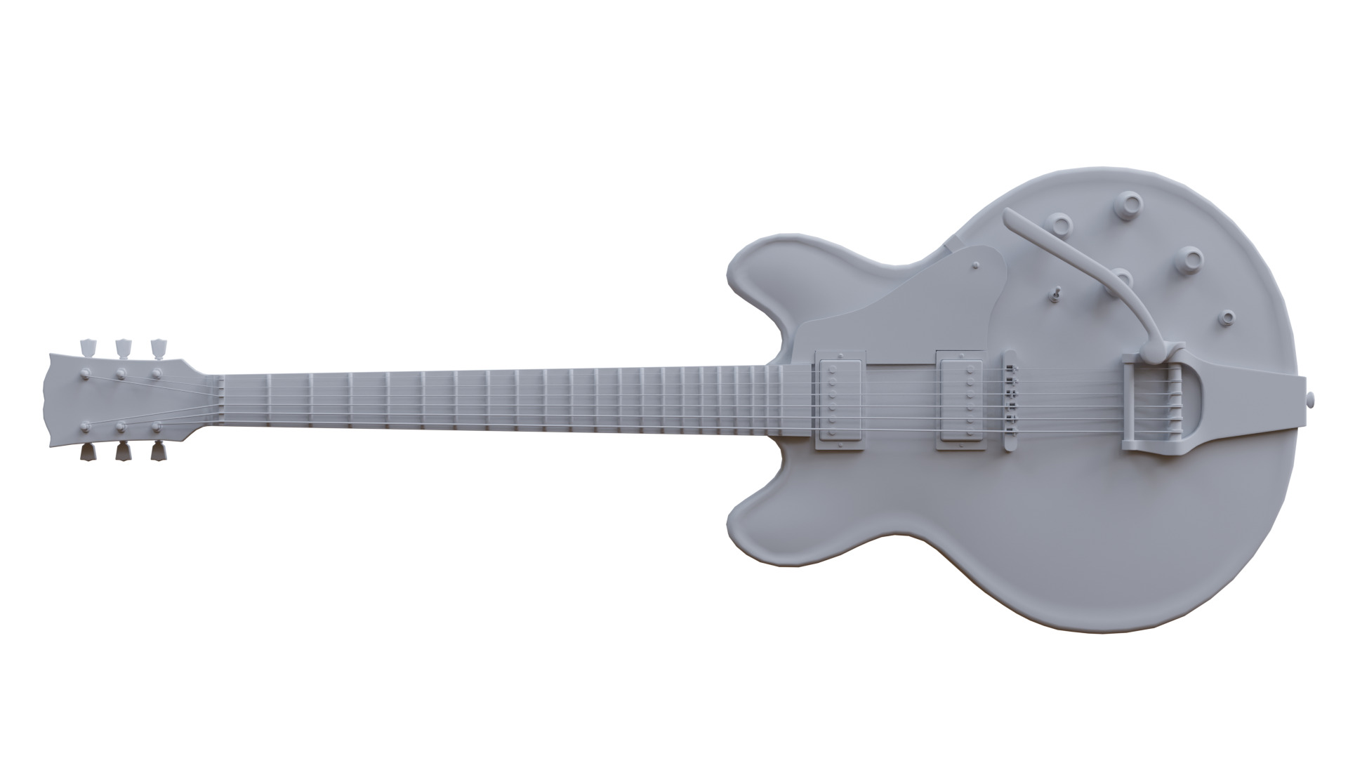 Guitar ES-335 Semi-Acustic Low-poly 3D model_6