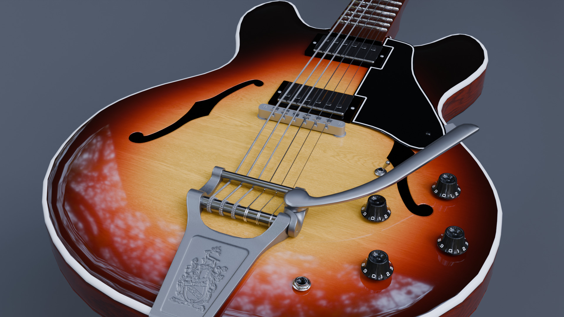 Guitar ES-335 Semi-Acustic Low-poly 3D model_8