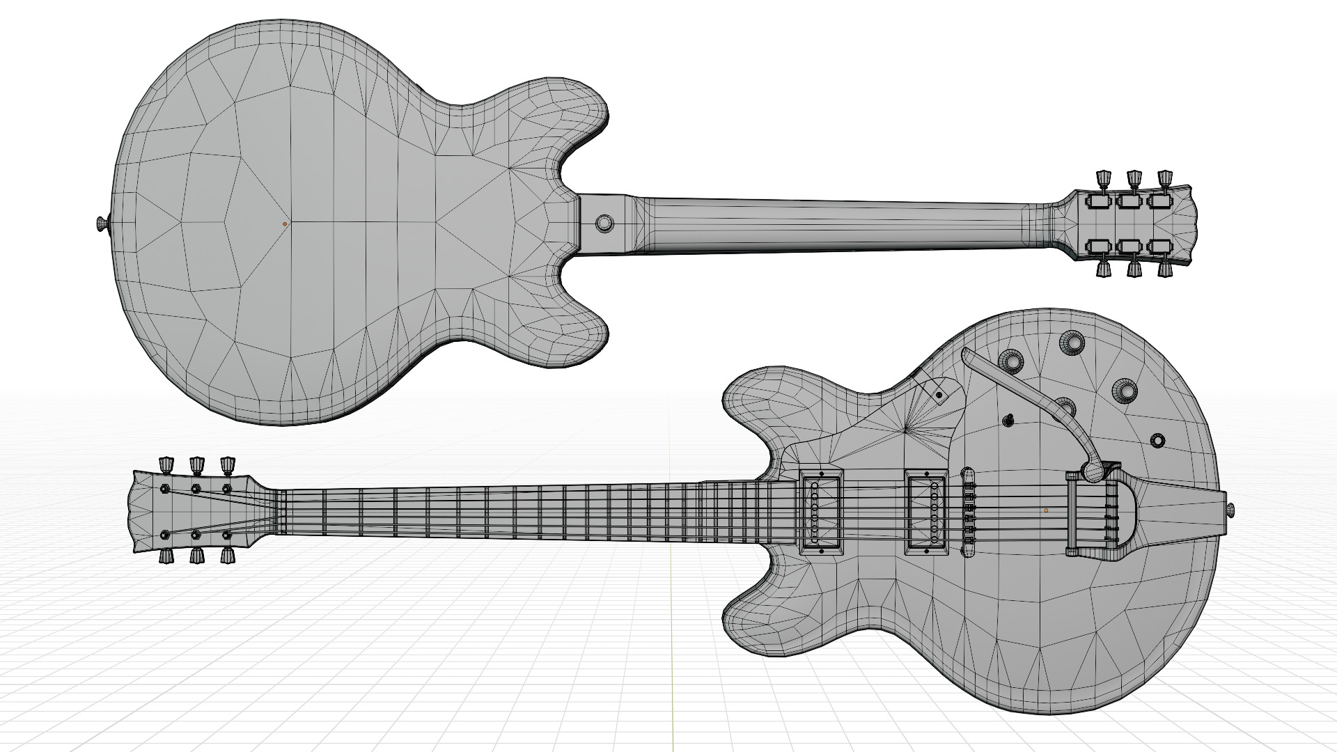 Guitar ES-335 Semi-Acustic Low-poly 3D model_7
