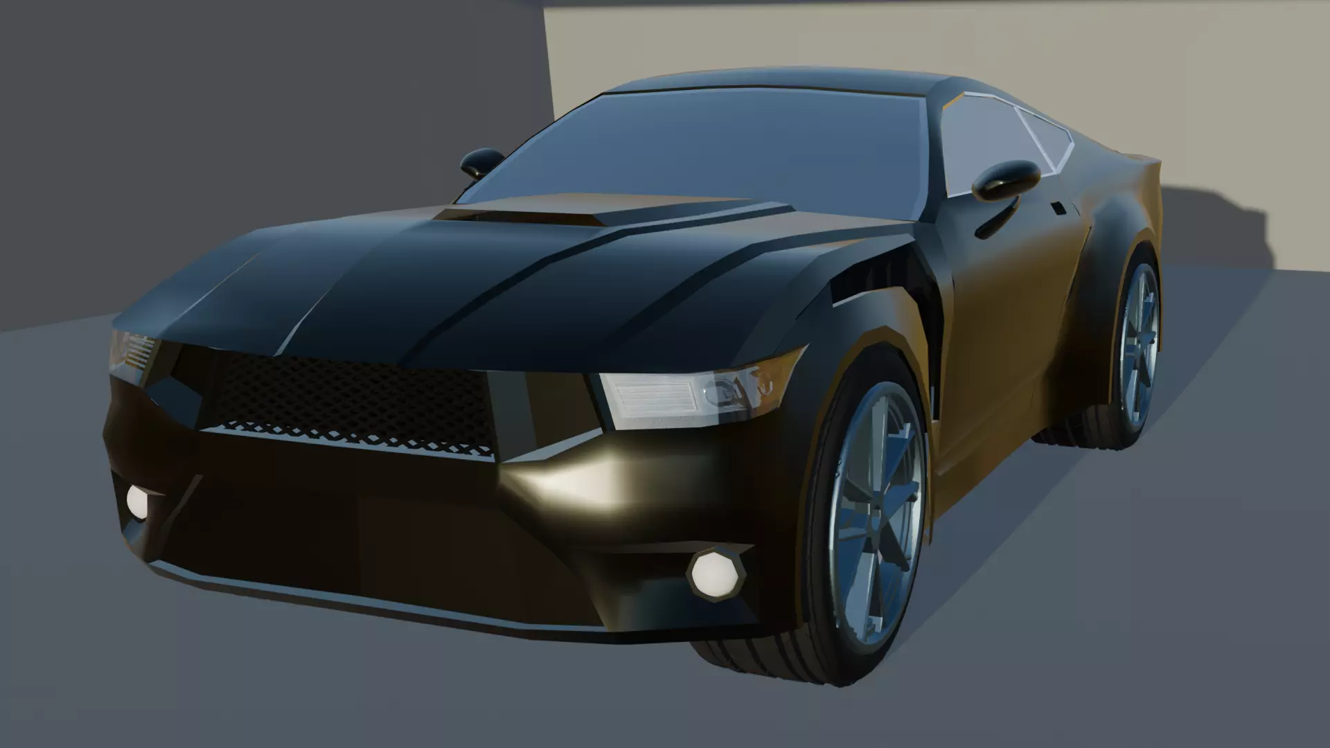 Stylized Muscular car Free low-poly 3D model_0