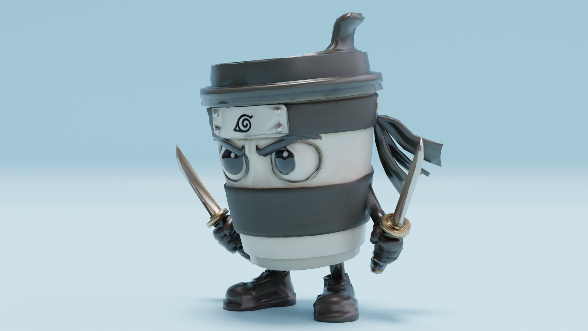 Capuccino Assassino Italian brainrot Low Poly Character Low-poly 3D model_1