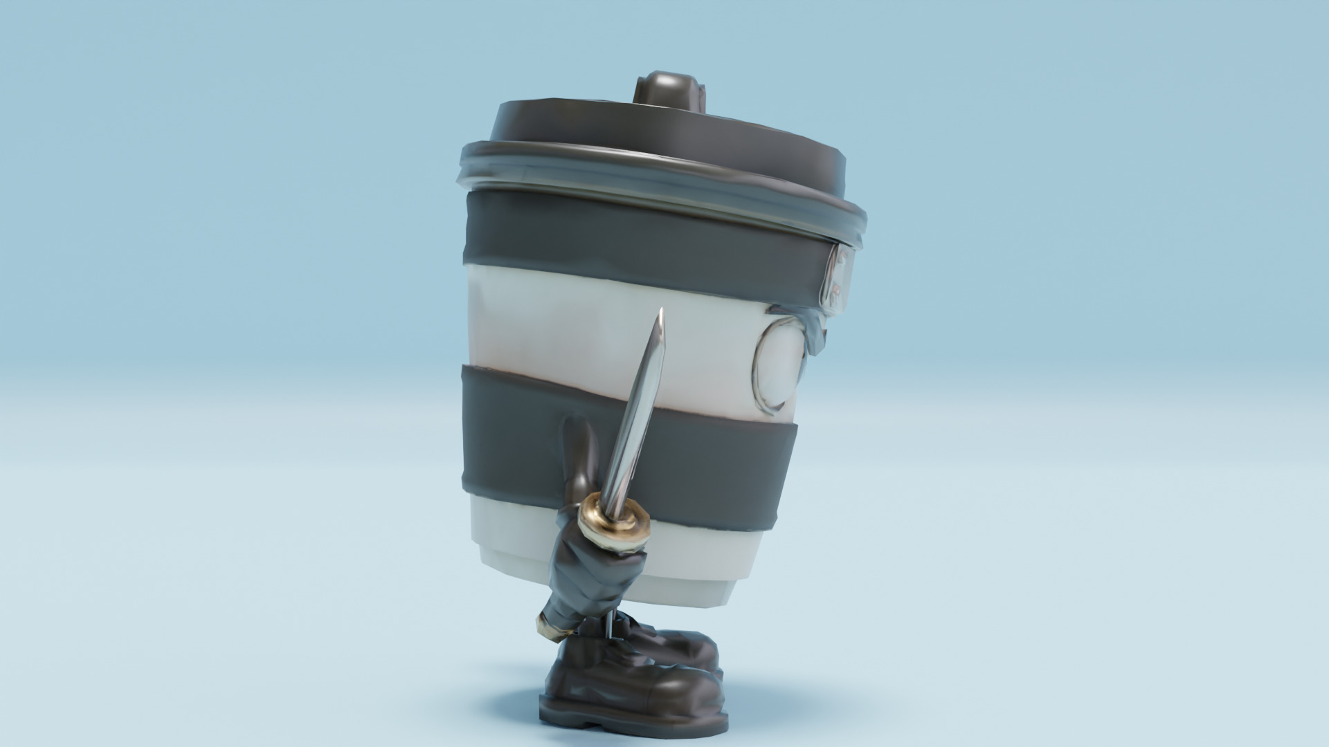 Capuccino Assassino Italian brainrot Low Poly Character Low-poly 3D model_9