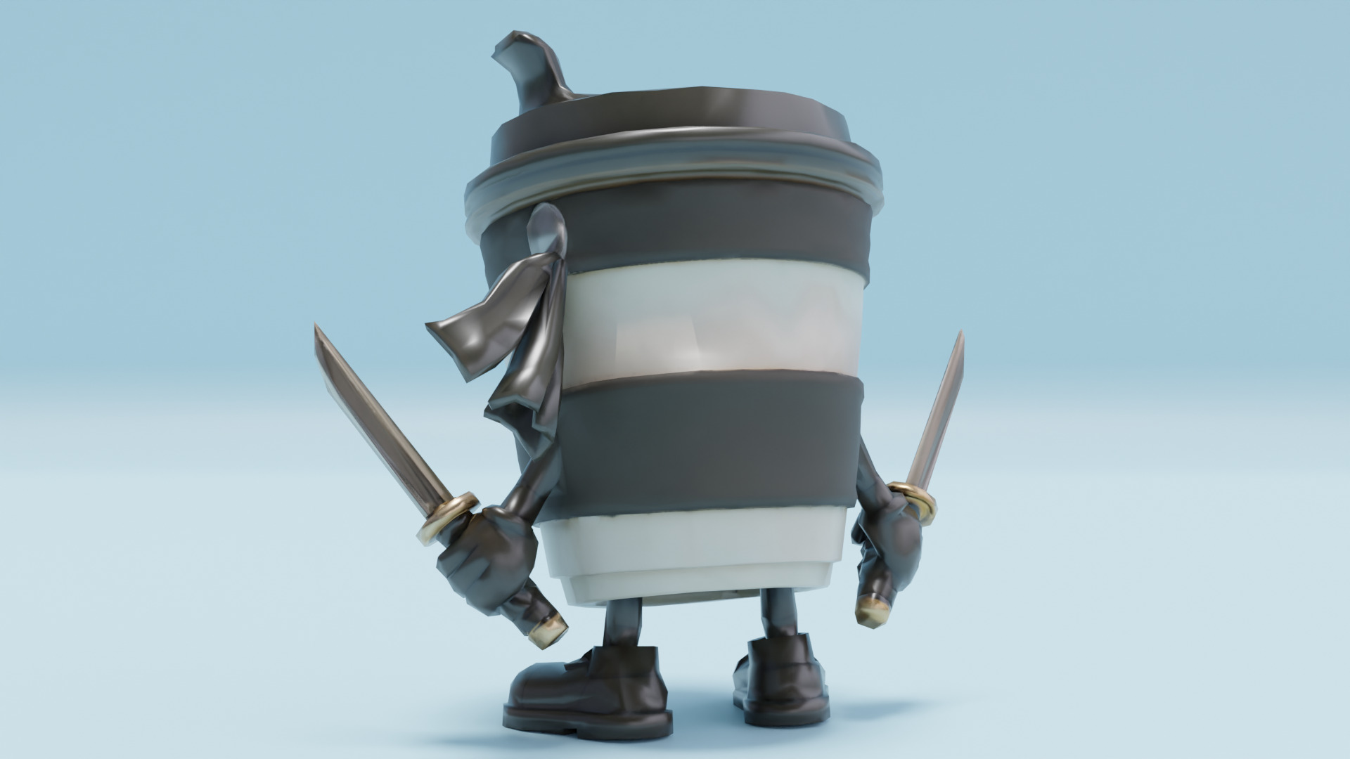 Capuccino Assassino Italian brainrot Low Poly Character Low-poly 3D model_5