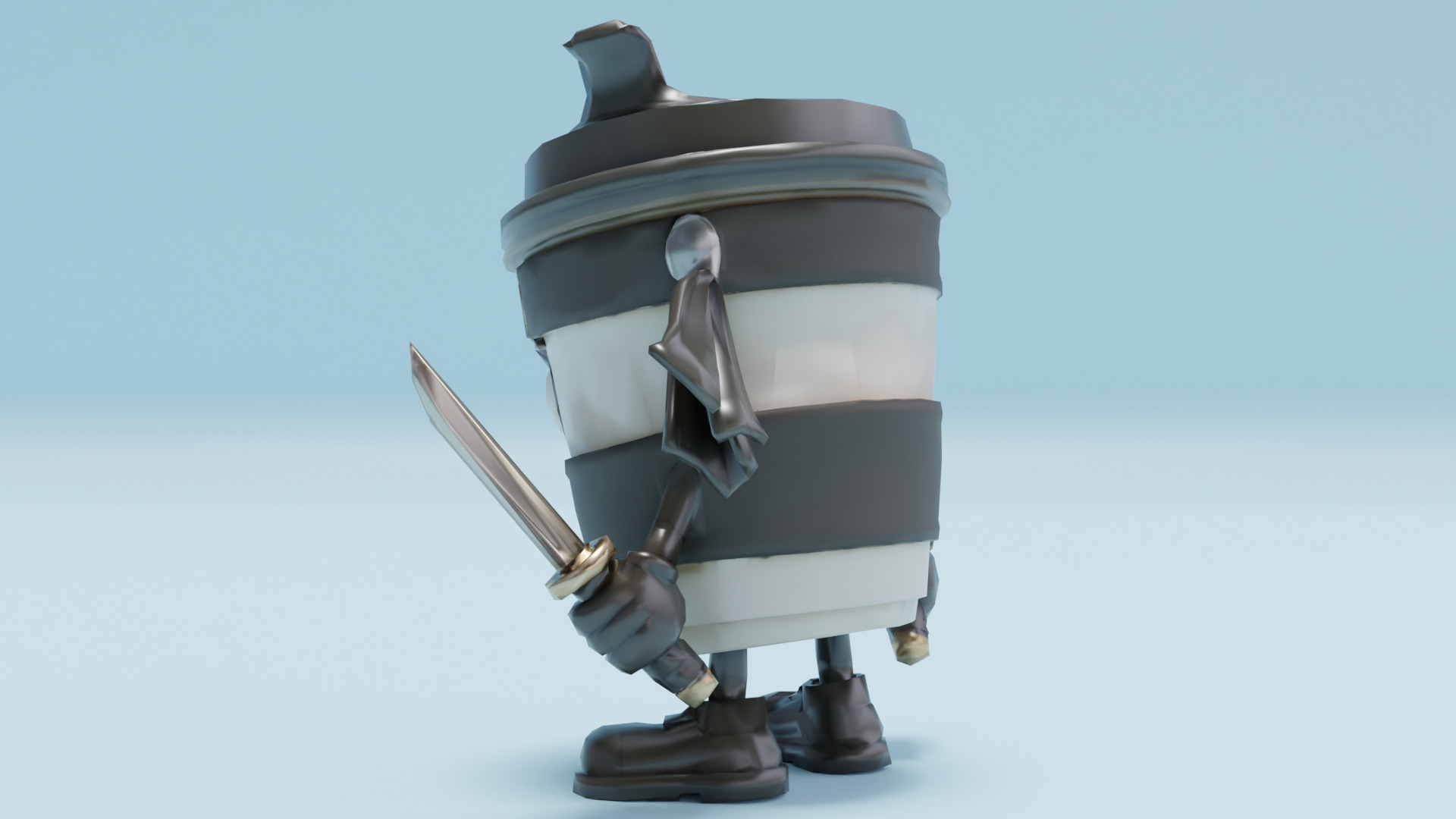 Capuccino Assassino Italian brainrot Low Poly Character Low-poly 3D model_4