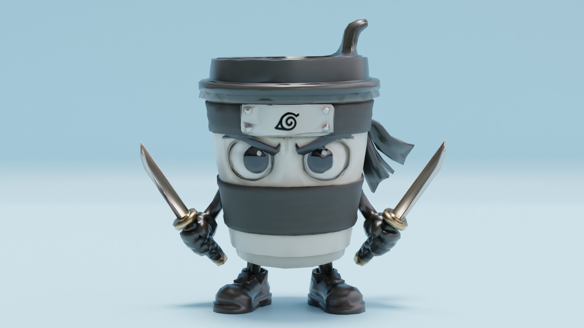 Capuccino Assassino Italian brainrot Low Poly Character Low-poly 3D model_11