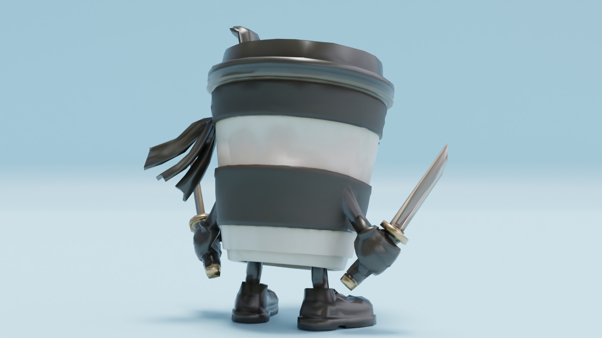 Capuccino Assassino Italian brainrot Low Poly Character Low-poly 3D model_7