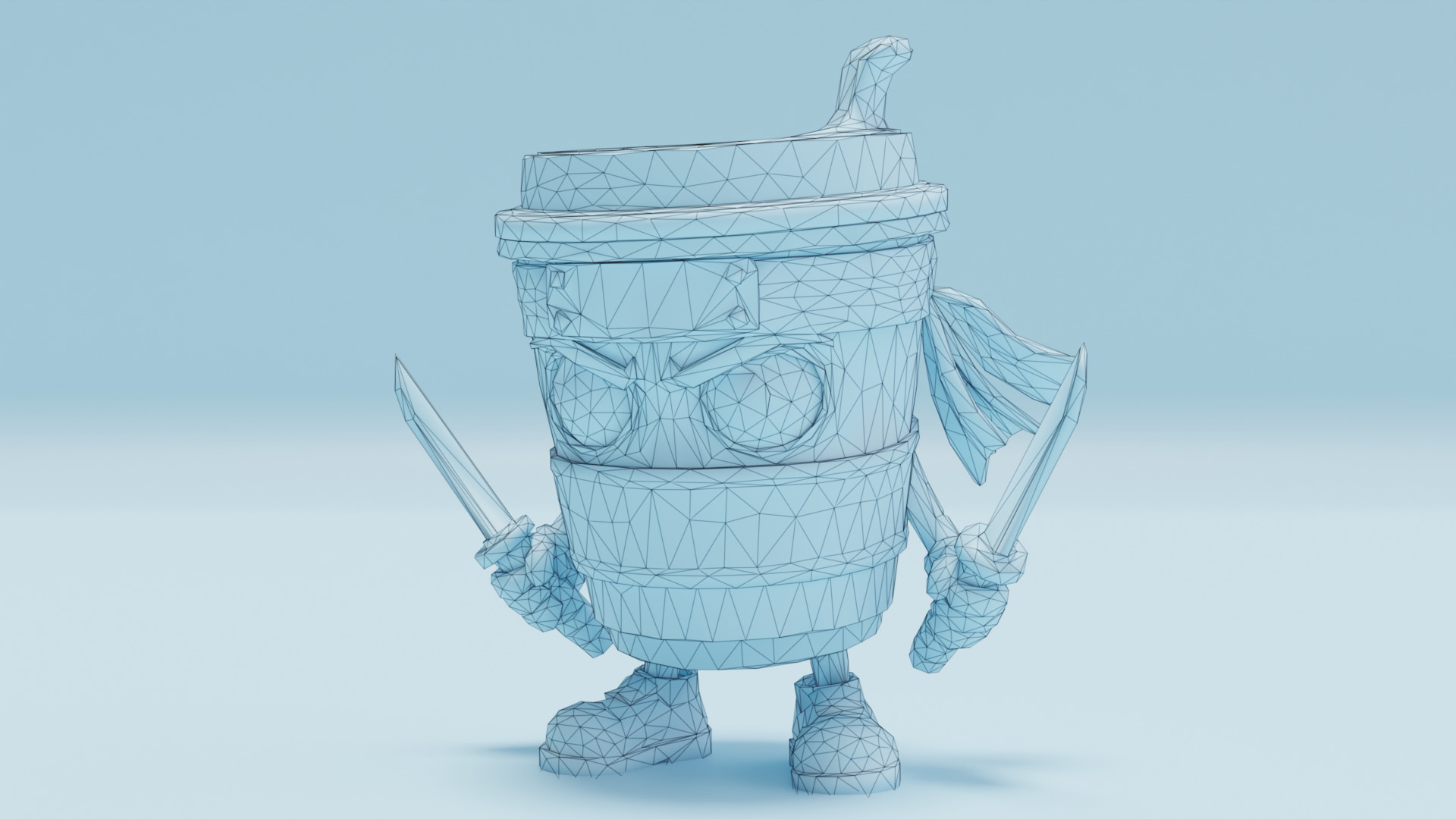 Capuccino Assassino Italian brainrot Low Poly Character Low-poly 3D model_12