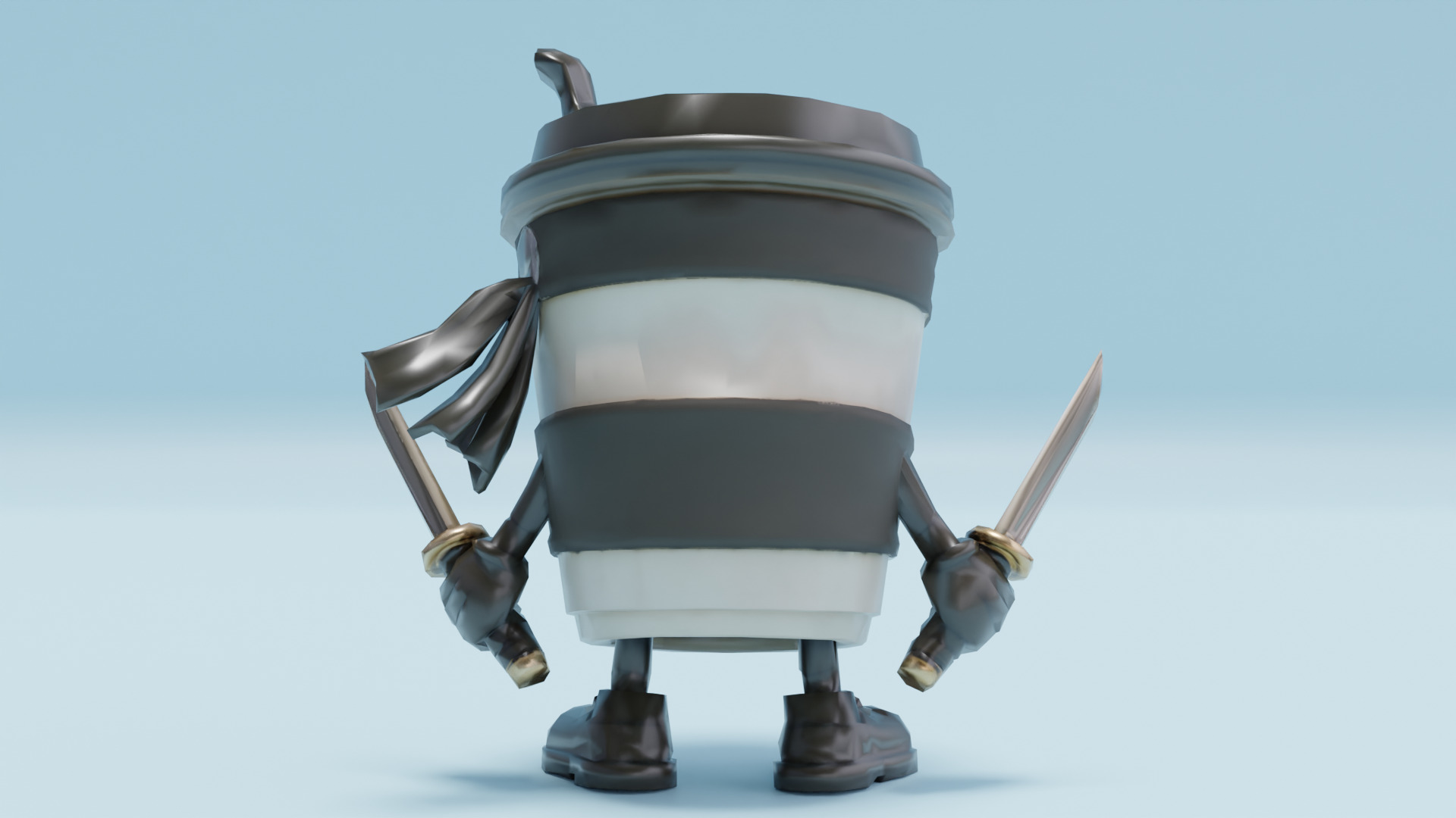 Capuccino Assassino Italian brainrot Low Poly Character Low-poly 3D model_6