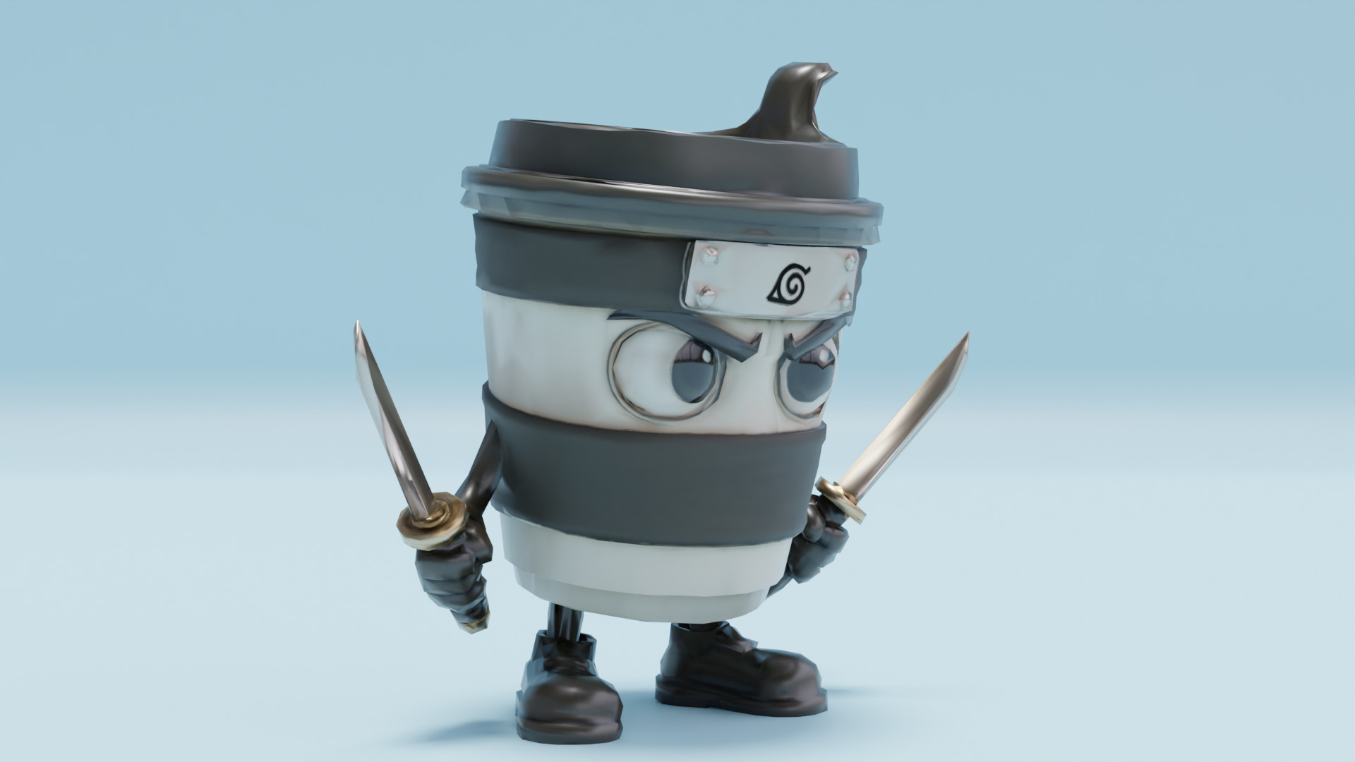 Capuccino Assassino Italian brainrot Low Poly Character Low-poly 3D model_10