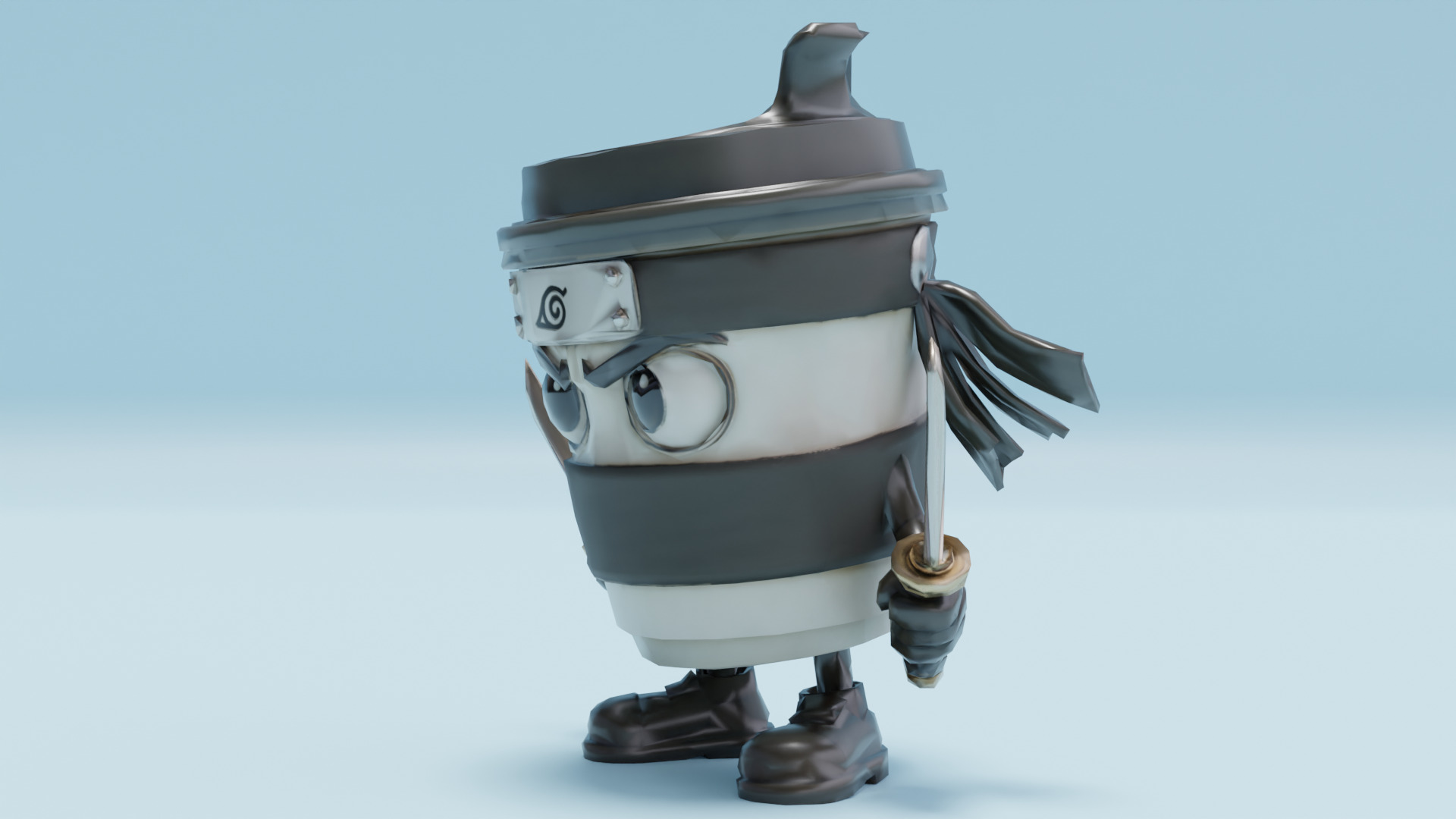 Capuccino Assassino Italian brainrot Low Poly Character Low-poly 3D model_2