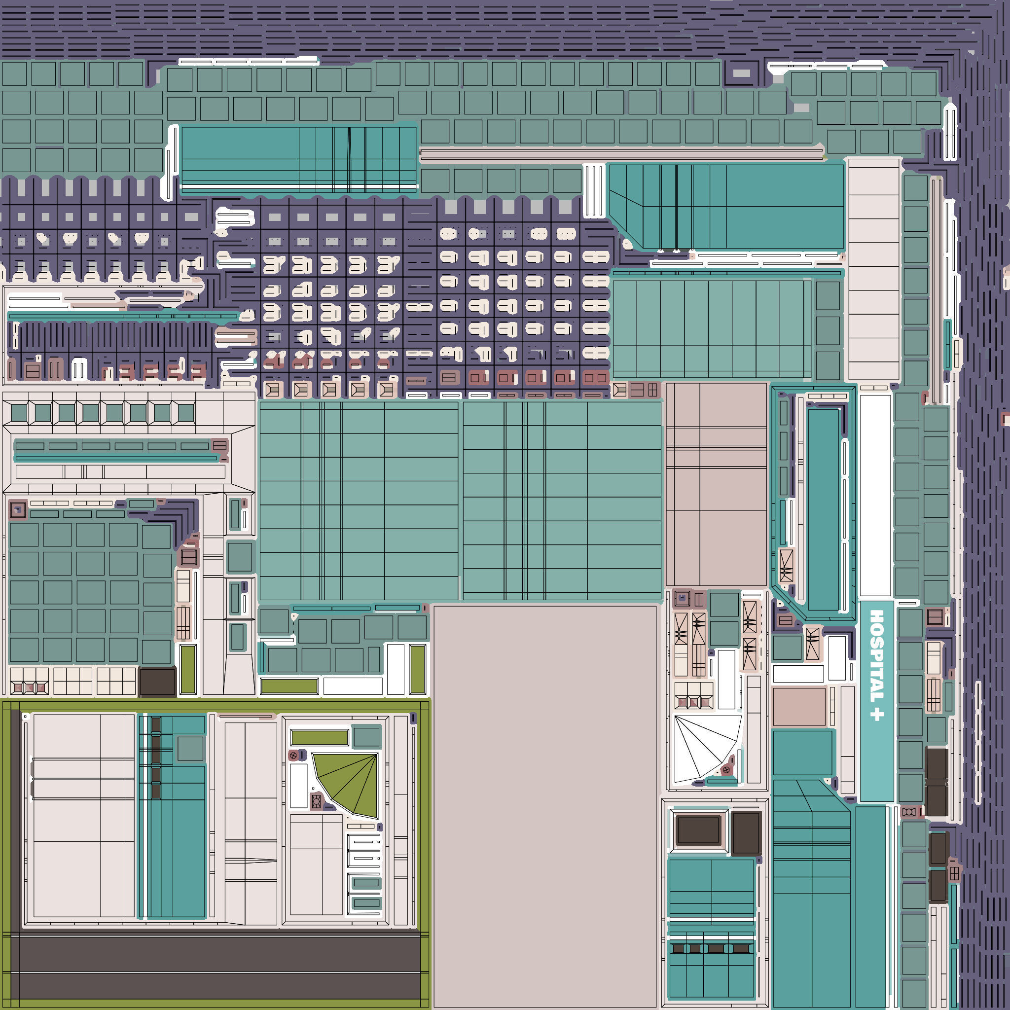 Hospital Building Low-poly 3D model_15