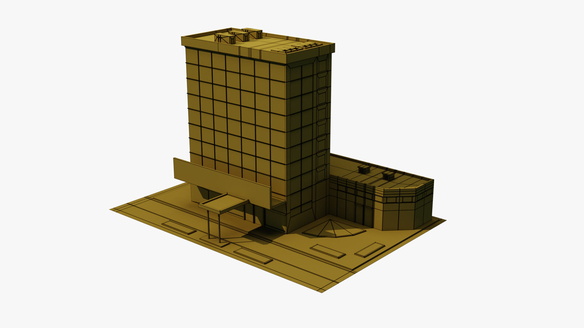Hospital Building Low-poly 3D model_14
