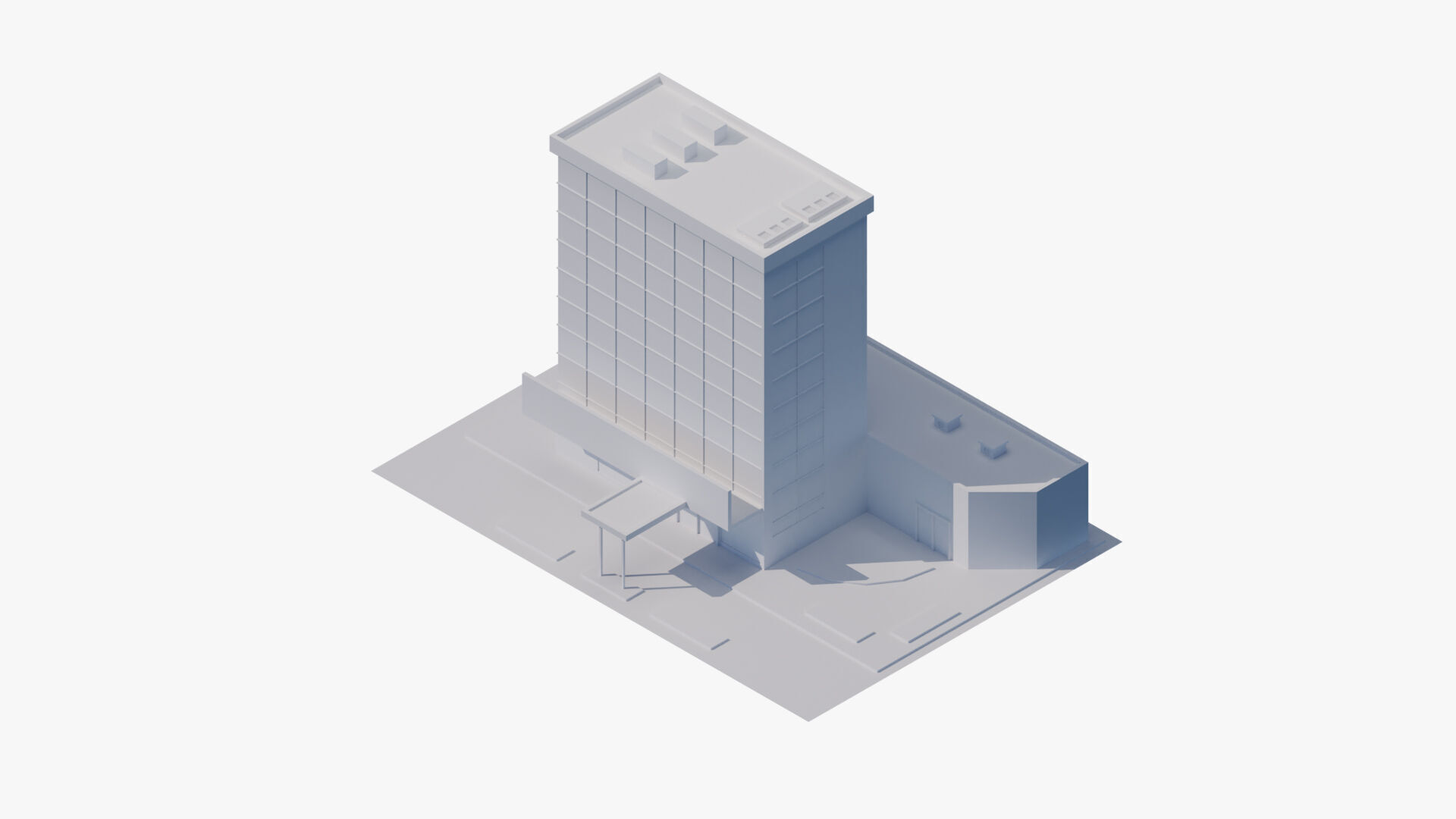 Hospital Building Low-poly 3D model_5