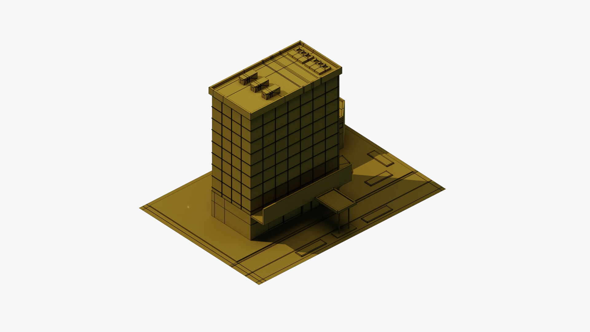 Hospital Building Low-poly 3D model_11