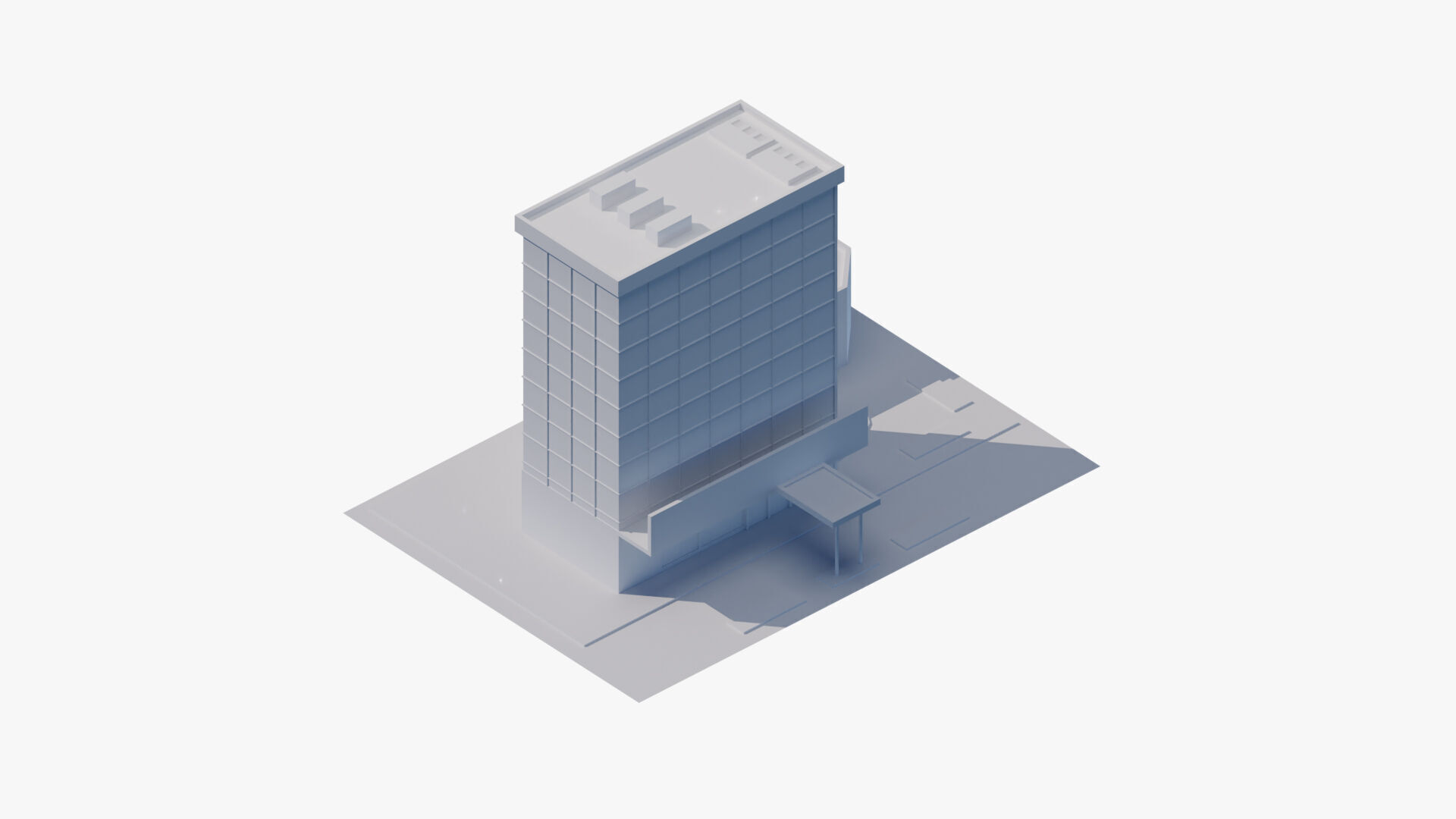 Hospital Building Low-poly 3D model_6