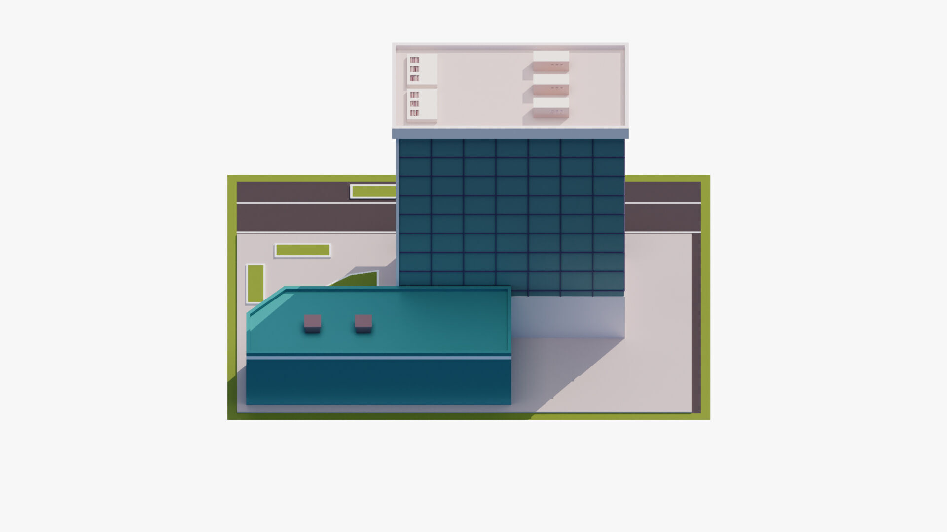 Hospital Building Low-poly 3D model_3