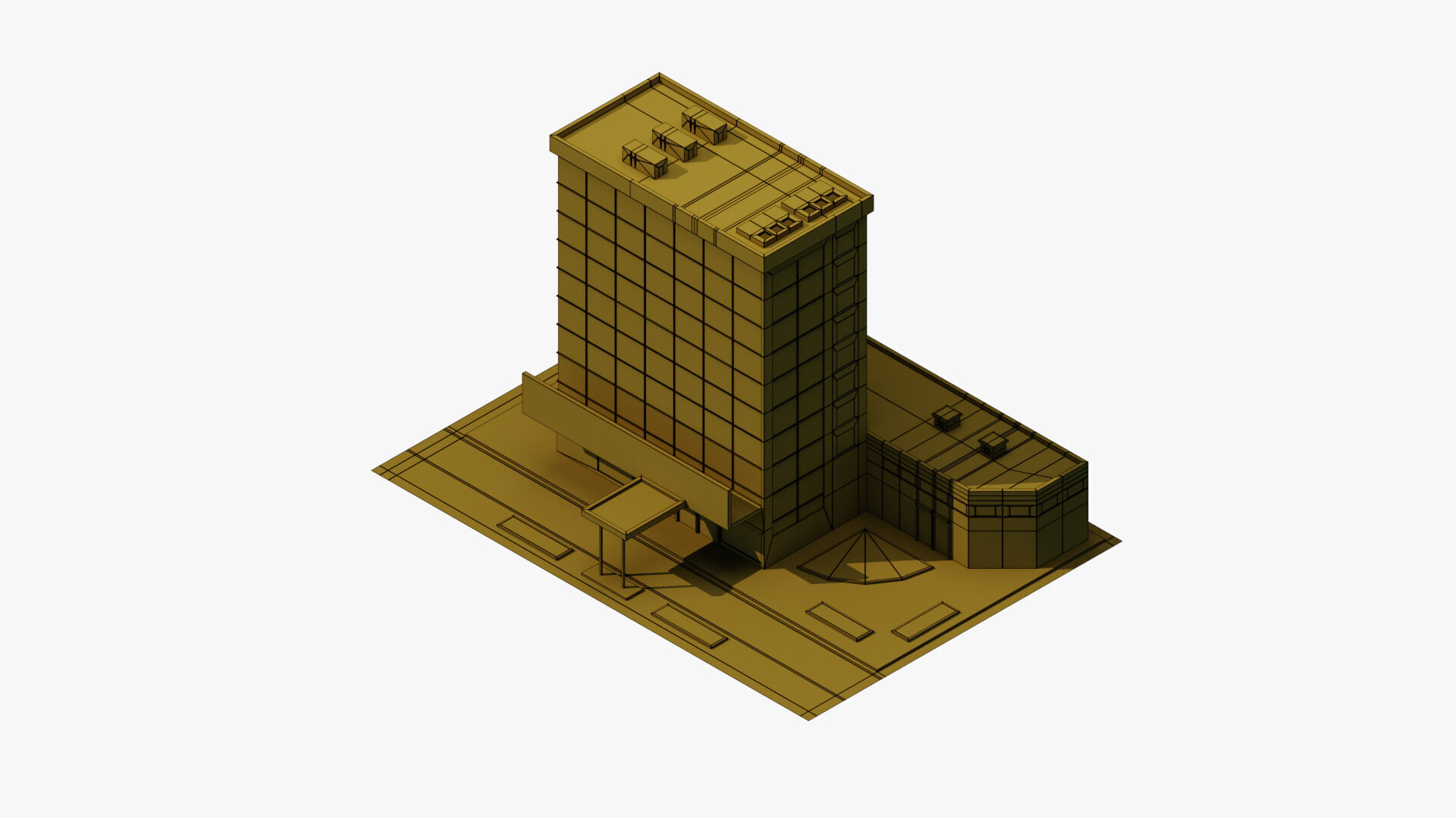 Hospital Building Low-poly 3D model_10