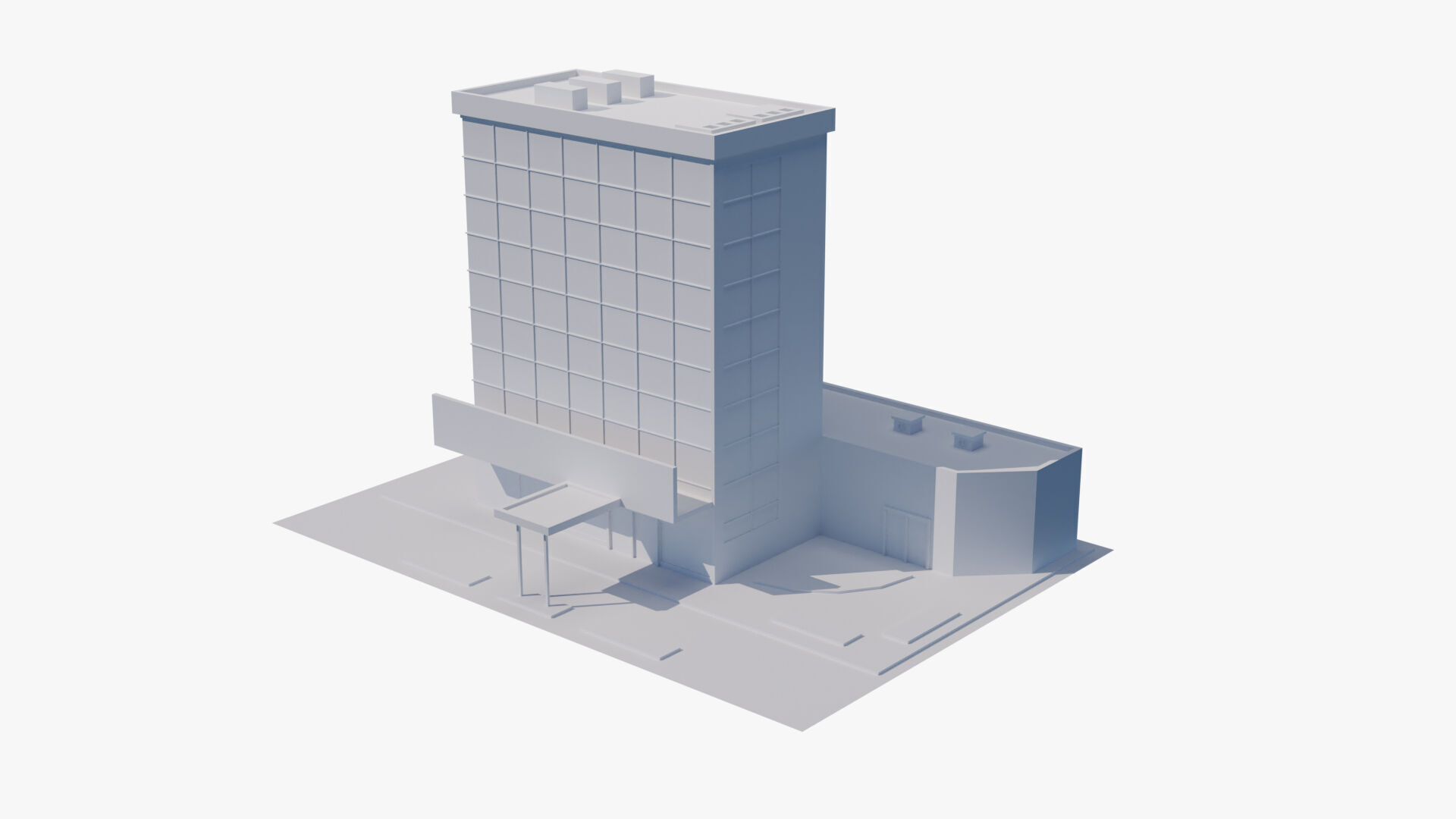 Hospital Building Low-poly 3D model_9