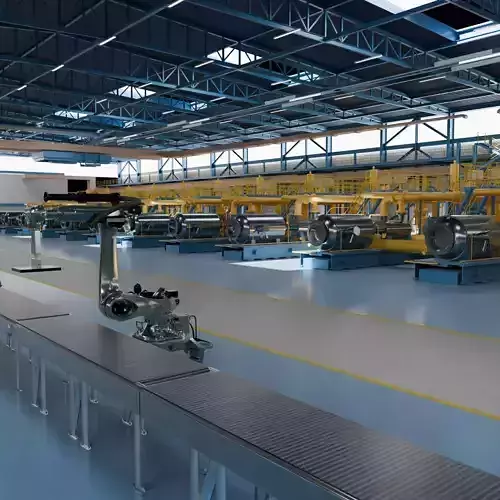 Modern Industrial Robotics Assembly Line in a High-Tech Factory 3D model