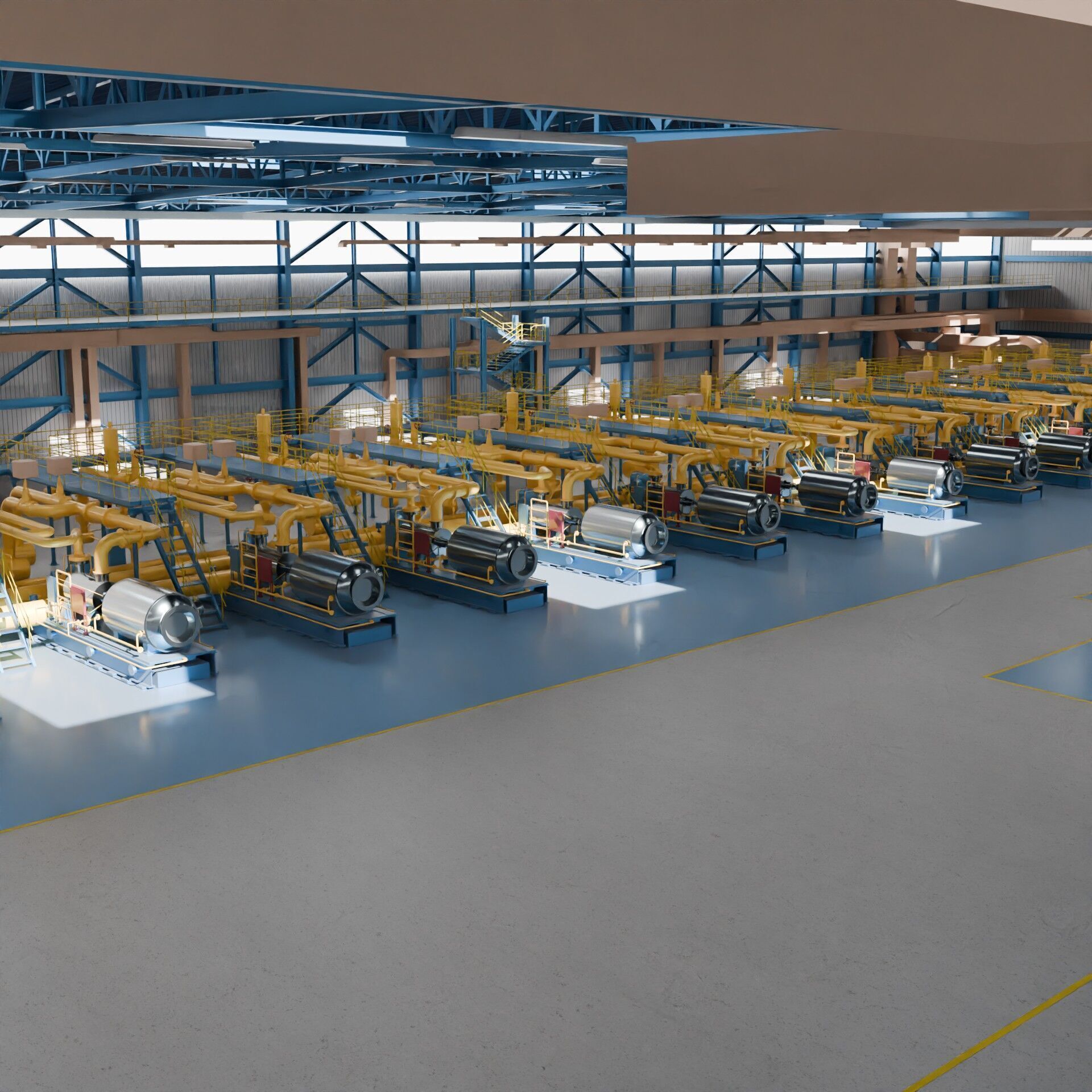 Modern Industrial Robotics Assembly Line in a High-Tech Factory 3D model_1